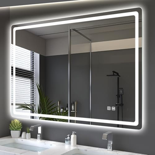 S'bagno Bathroom Mirror with LED Lights 1000x700mm, LED Bathroom Mirror with Memory, Anti-Fog, 3000K/4000K/6500K, Dimmable, HD Tempered Glass, IP44 Waterproof, Horizontal/Vertical