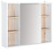 HOMCOM Mobiletto Bagno con Specchio, 3 Ripiani Laterali e Ripiano Regolabile Interno, Armadietto da Bagno in Legno, 60x14.5x49.4 cm, Bianco e Color Legno