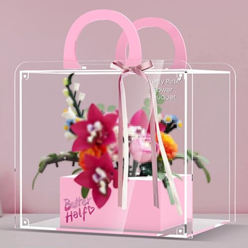 Boîte de présentation pour figurines LE-GO pour 10342 Botaniicals pré-tty rose fleur acrylique anti-poussière transparent personnalisé boîte de rangement (sans modèle)