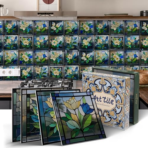 HORIWE Fliesenaufkleber Prämie Wandfliese Aufkleber 15x15cm Selbstklebende Fliesensticker PEVA Fliesen Tapete Wasserdicht 12 Stück Wandaufkleber für Küche,Bad,Schrank,Möbel,Tisch