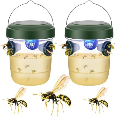 Alula777 Outdoor Asian Hornet Trap and Wasp Trap - Double Entry with Selectivity, 4 Reusable Hanging Traps for Garden/Balcony - Compatible Plastic Bottle Home