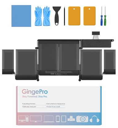 GingePro Replacement Battery for MacBook Pro A1502, 13-Inch, 2013-2015 | Replaces batteries: A1493/A1582, 11.34V 7000mAh 79.4Wh, up to 1000 cycles, fits Retina Late 2013, Mid 2014, Early 2015