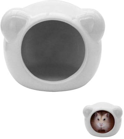 LuckyOpt Hamsterversteck Keramik, Nette Bär Hamster Versteck Höhle für alle Jahreszeiten (Grau, A)