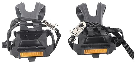 Kukyller Bike Pedals, Spindle Thread Nylon Cycling Pedals Toe Clips Straps for Fixie Mountain Bikes Accessories