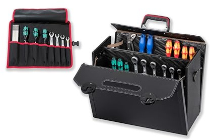 PARAT TOP-LINE KingSize CP-7 | Leere Werkzeugtasche 30 L | 73 Werkzeuge | Inkl. BASIC Roll-Up Case 8 | Große Ledertasche mit 4 CP-7 Haltern | Profi Werkzeugtasche aus Leder & Con-Pearl®