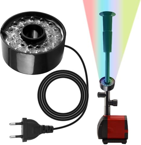 BORDEAG Teich Licht, Teichbeleuchtung Unterwasser, LED Ring Teichpumpen, Universal LED Ring Teichpumpen mit 30 LEDs für Springbrunnen und Gartenteich, 2.91m Kabel, Multicolor Kunststoff