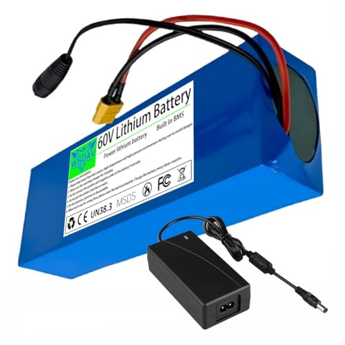 WSDAV Batteria agli ioni di Litio da 60 V Batteria al Litio da 60 V 5 Ah 7,5 Ah 10 Ah 12,5 Ah 15 Ah Batterie Ricaricabili per Motore da 0 a 900 W con Caricabatterie,60v7.5ah