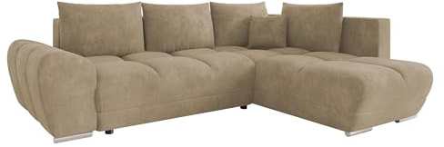 Mirjan24 Ecksofa Fureniz mit Bettkasten, 4 Sitzer L-Form Sofa mit Schlaffunktion, Eckcouch für Wohnzimmer, Couch mit Bettfunktion (Lumo 30, Seite: Rechts)