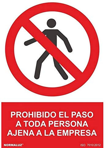 Normaluz RD40019 - Señal Prohibido El Paso A Toda Persona Ajena A La Empresa PVC Glasspack 0,7 mm 21x30 cm