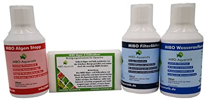 MIBO Spar Set Aquarium Pflege 3 x 250ml +Algenradierer Wasseraufbereiter Algenvernichter Filteraktivator