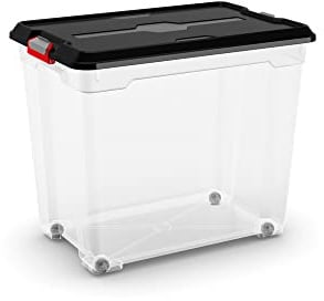 KIS Moover BOX XXL Körper + Deckel mit Clips mit Rollen 56,5 x 38 x 49 h, transparent/schwarz, 59 x 38,5 x 83