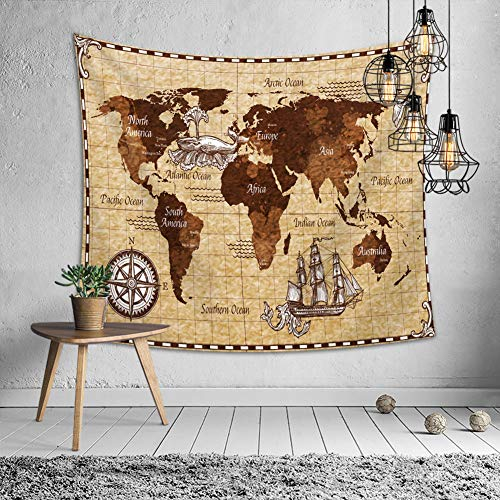 Odot Wandteppich Wandtuch Wandbehang, Kreativ Drucken Tapisserie Tischdecke Meditation Yogamatte Strandtuch von Zuhause Wanddekorationen (130x150cm,Seekarte A)