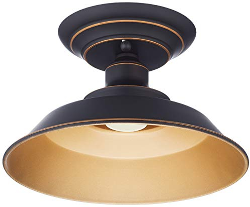63701 Einflammige Leuchte Iron Hill, 22 cm, zur Deckenmontage von Westinghouse Lighting für Innenbereiche, Ausführung in geölter Bronze mit Akzenten