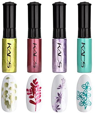 4 Colors Nail Polish Set Stamping Polish Detailed Painting Plastic Bottle Colourful Pigment Nail Art DIY Manicure Design Drawing Tool 10ml (4P-9)