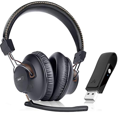 Avantree DG59M – Bluetooth Kopfhörer mit Mikrofon für PS5 und PS4, kabelloses Headset mit USB-Adapter für PC, Laptop, Computer, Gaming und Home Office, unterstützt In-Game-Audio, 40 Stunden Spielzeit
