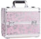 Professional Vanity Case Make Up Case Large Makeup Box Beauty Organiser Cosmetic Makeup Organiser Box 4 Trays Lockable Lock with Keys, Pink
