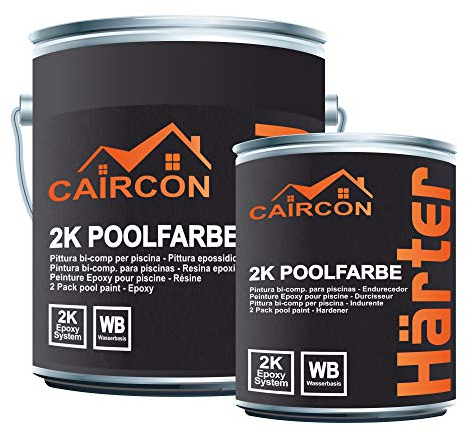 CAIRCON Peinture époxy piscine et bassin pour béton et carrelage - Gris anthracite 2,5Kg