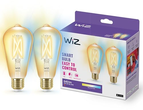 WiZ Tunable White 2er-Pack LED Lampe, E27, Amber, 50 W, dimmbar, warm- bis kaltweiß, smarte Steuerung per App/Stimme über WLAN