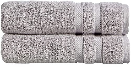 Christy Chroma Grey Badetücher | 2er-Set | Sehr saugfähig, schwer, 675 g/m² | mutig und hell | Weiche, samtige, Glatte Badezimmer-Duschtücher | 100% Baumwolle | nachhaltig hergestellt | Taubengrau