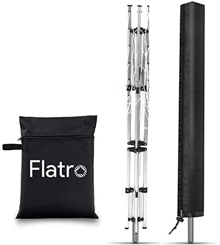 Flatro Abdeckung für Wäschespinne mit Tasche, strapazierfähig, wasserdicht, Abdeckung für Wäschespinne mit Reißverschluss für Gartenwäschetrockner und Wäscheständer, 15 x 15 x 180 cm (schwarz)