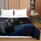 Chickw1 Tagesdecken Bettüberwurf, 3D Katze Drucken Sommer Tagesdecke mit Prägemuster Wohndecke aus Mikrofaser Bettdecke für Einzelbett Doppelbett oder Kinder (Schwarze Katze,220x240cm)