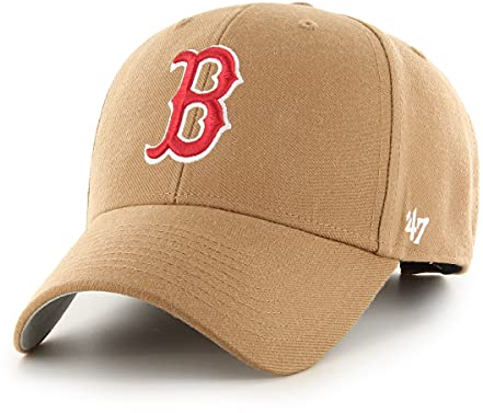 '47 MLB Boston Red Sox MVP Unisex-Baseballkappe, Verstellbar, Hochwertiges Design und Verarbeitung, Red Logo, Camel