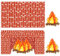 Steinmauer Hintergrund 4 Stücke Ziegelblech Szene Setter Tapete Künstliche Feuer Flamme Karton 3D Lagerfeuer Gefälschte Herzstück Karton für Weihnachten, Halloween, Winter Party Dekoration