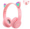 Casque pour Enfants sans FI, Megadream Casque Cat Pliable avec LED Flash Lumières Glow pour Enfants 8+, 3.5mm Jack, SD Carte Slot pour PC, Tablette, Smart Phone (Rose)