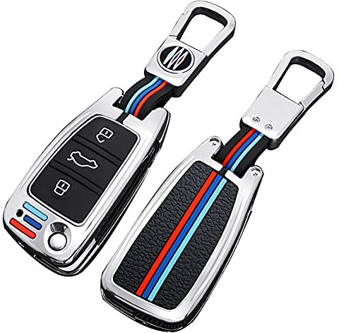 Otai Alliage de Zinc Couverture de Cas de clé de Voiture Compatible avec Audi A3 A4 A5 C6 Q3 Q5 A6 C5 B6 B7 B8 TT 80 S6 Coque de clé Intelligente (Mat)