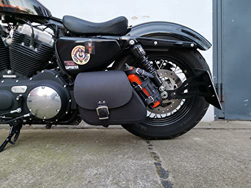 ORLETANOS Seitentasche Dyna Clean schwarz schwarz kompatibel mit Harley Davidson Dyna Street Bob Leder Tasche Fat Bob Low Rider Sportster Packtasche Koffer Chopper