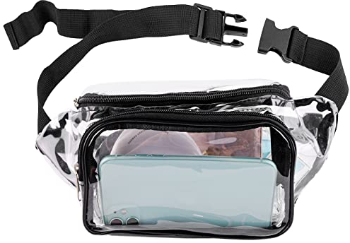 Transparente Bauchtasche für Damen und Herren, Stadion-zugelassen, wasserdicht, transparent, Bauchtasche für Damen und Herren, modische Gürteltasche für Arbeit und Sportveranstaltungen, farblos