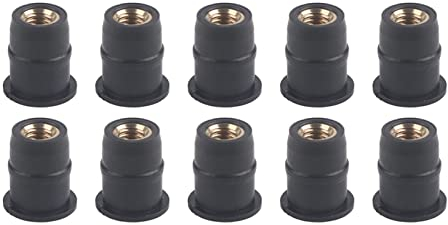 Dado del Parabrezza del Motociclo, 10 Pezzi Dadi in Gomma M5 5mm/0.2in Dadi Parabrezza M5 Bene Noci Bulloni del Parabrezza Moto per Motocicli Metrici Wellnut, Nero