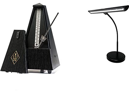 Wittner Metronom 845161 Kunststoffgehäuse ohne Glocke Taktell Pyramidenform & Infitronic IN18LEDKL – 18 LEDs Klavierleuchte Klavierlampe Tischlampe Warmweißes Licht Dimmbar USB Typ-A Ladebuchse
