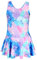 Aquarti Mädchen Badeanzug mit Ringerrücken Print, Farbe: 029B mit Rock/Tie Dye/Blau/Lila/Rosa, Größe: 164