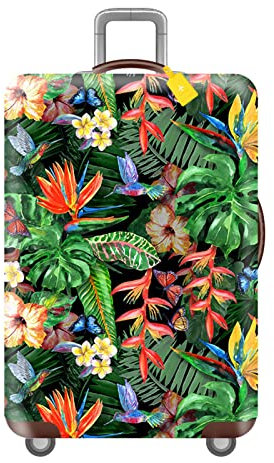 FANSU Housse de Valise Elastique, Motif Plantes Tropicales Housse de Protection Valise de Voyage/Valise Couverture Protection/Housses de Valise (M(22~24 Pouce),Papillon Bleu)