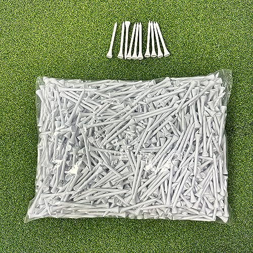 HH-Golf 70mm 2 3/4 Weiße Holz Golf Tees, Robuste, biologisch abbaubare Tees Pack von 1000