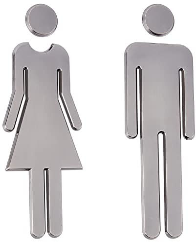 GORGECRAFT 2PCS Cartelli da Bagno Uomini Donne Spazzolato Porta del Bagno Identificazione Segnaletica Decorazione Set di Figure in Plastica Retro Autoadesivo per Affari Ufficio (Canna di Fucile)