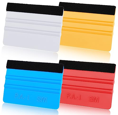 Giantree 4pcs Felt Squeegee for Vinyl, Plastic Squeegee Scraper Tool Kit for Crafts Car Wrap Window Tint Wallpaper Glass Film Application