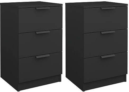 vidaXL Bedside Cabinets 2 pcs Black 40x36x65 cm | Plenty of room for all your bits and bobs, The modern matte black finish looks great in any room,