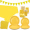 Yellow Party Tableware Supplies - Serves 20, Pastel Decoration Dinnerware Plates, Cups, Napkins, Banner, Tablecloth for Wedding Birthday Baby Shower (20 Guests)