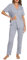 Lovasy Ensemble de Pyjama à Manches Courte et Boutons sur Le Devant Ensemble Pyjama Femme 2 Pièces Top Sleepwear Casual,A Gris Floral Pâle, M