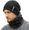 Wintermütze Winterschal Herren Männer Strickmütze Warme Beanie Slouch Winter Mütze und Schal mit Plüschfutter Winter-Set Mütze & Schal Weiche Strickschal Dicke Herrenmütze Herrenschal für Outdoor