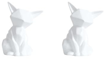 Leisurealeaneag 2 Set Matt Keramik Fuchs Figur Desktop Skulptur Handwerk Home Dekoration Weiß S