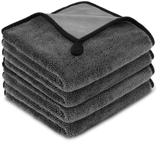 URAQT Shiny Trockentuch, 4 Stück Fast Dry Trockentuch für Die Dusche Auto Trockentuc Mikrofasertücher Shiny Bath Extrem Saugfähig Duschkabinen Tuch für Duschkabinen Auto Und Motorrad Pflege 40x40cm