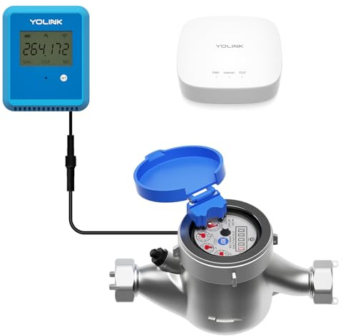 YoLink FlowSmart NSF Water Meter, Smart Water Usage Monitor and Water Leak Detection: 0.75 Inch Advanced Smart Home Water Meter, Hub Included, YS1603+YS5007