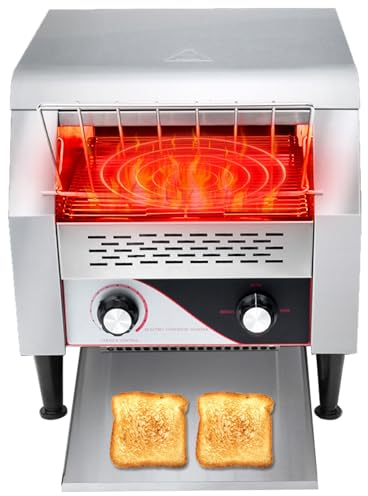 tostapane professionale a nastro grande per hotel e buffet, Tostapane commerciale, Tostapane per ristorante in acciaio inossidabile resistente con 7 opzioni di velocità,1300W
