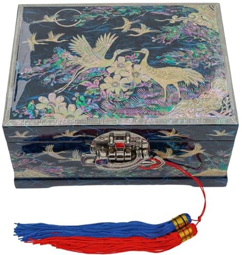 February Mountain Perlmutt-Spieluhr für Damen, traditionelles koreanisches Schmuckkästchen, einzigartiges Weihnachts- und Geburtstagsgeschenk für Frauen (Blue)
