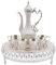 Ensemble Tasse à Café et Théière Européen - Service avec 1 Théière et 6 Tasses pour Décoration de Table, Salon, Salle à Manger, Entreprise, Entrée (Argent)