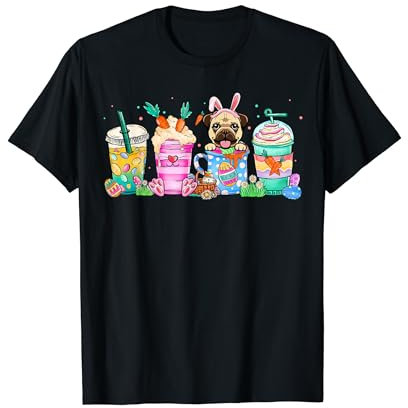 Mops Hund Kaffeeliebhaber Ostereier Osterhase T-Shirt