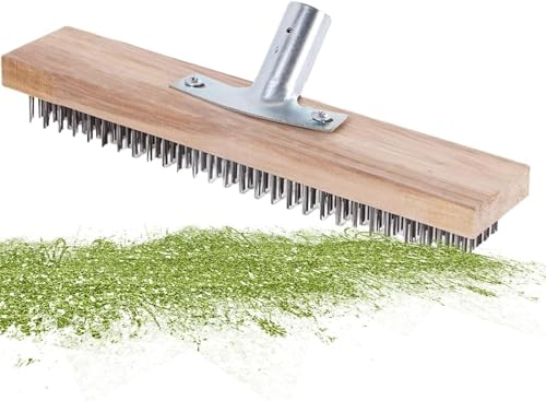 EHOTER Brosse à Balai Métallique pour Anti Mousse Toiture, Balai De Jardin épais Portable, Balai en Acier Flexible Et Robuste pour Nettoyer Votre Sol Jardin Allée Terrasse (20cm)